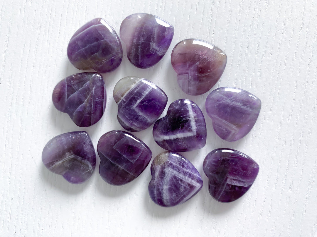 Chevron Amethyst Mini Heart Carving