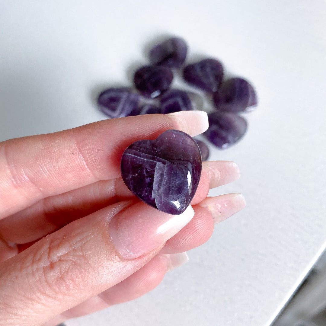 Chevron Amethyst Mini Heart Carving