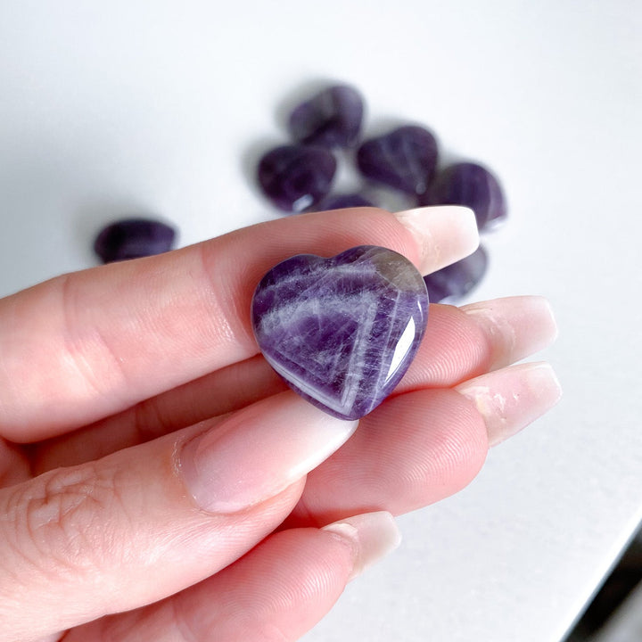 Chevron Amethyst Mini Heart Carving