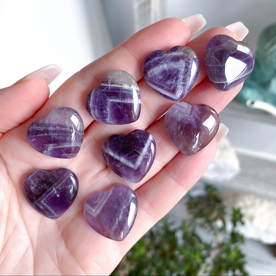 Chevron Amethyst Mini Heart Carving