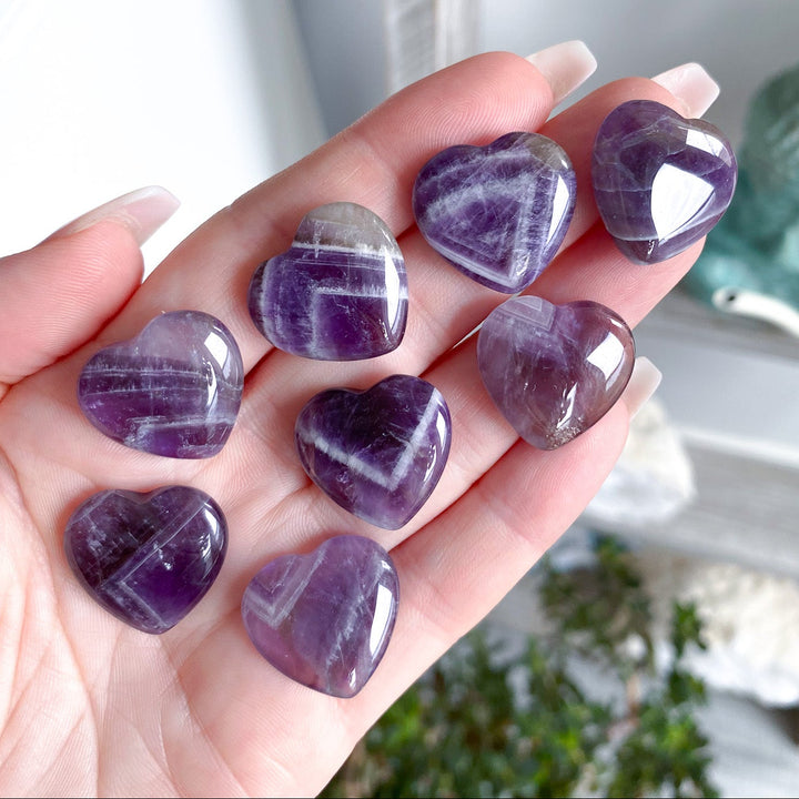 Chevron Amethyst Mini Heart Carving