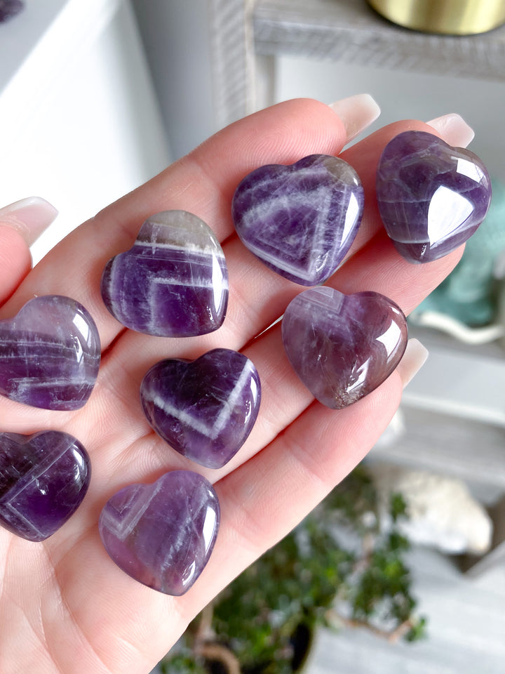 Chevron Amethyst Mini Heart Carving