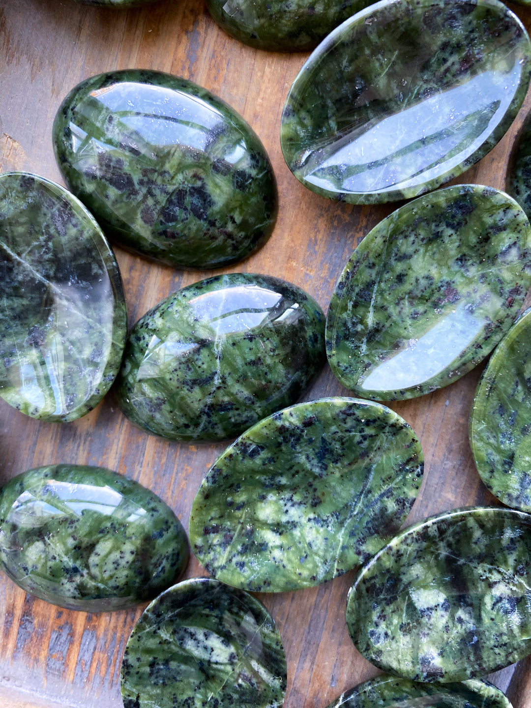 Shiny, Dark, Large Serpentine Worry Stone