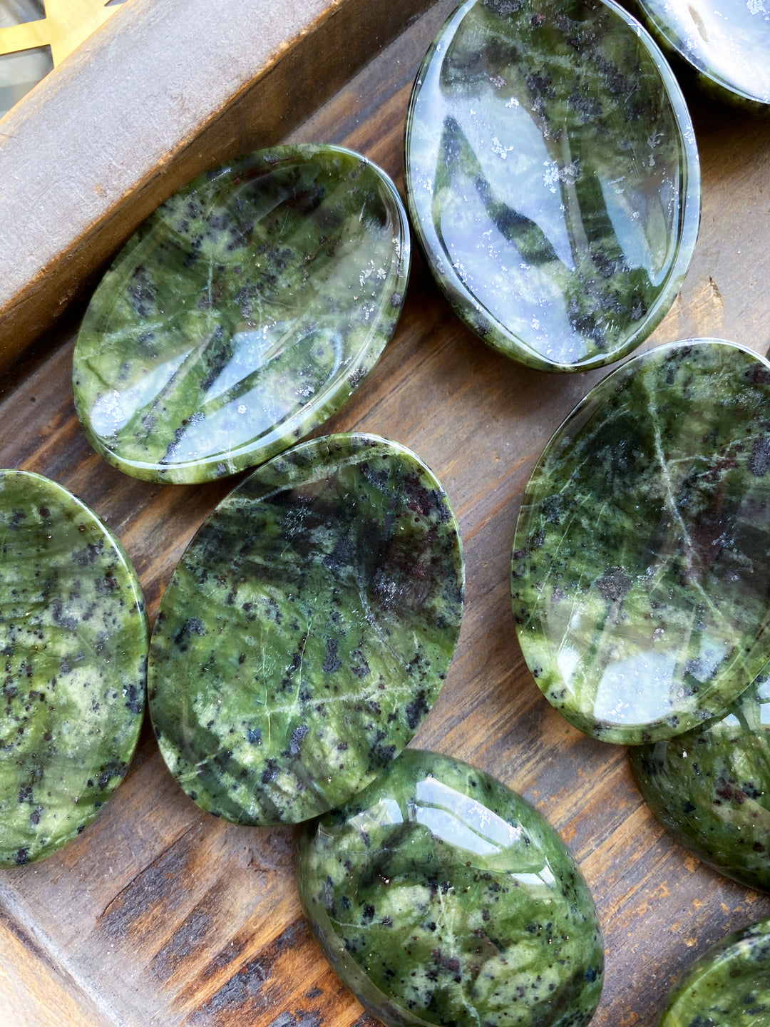 Shiny, Dark, Large Serpentine Worry Stone