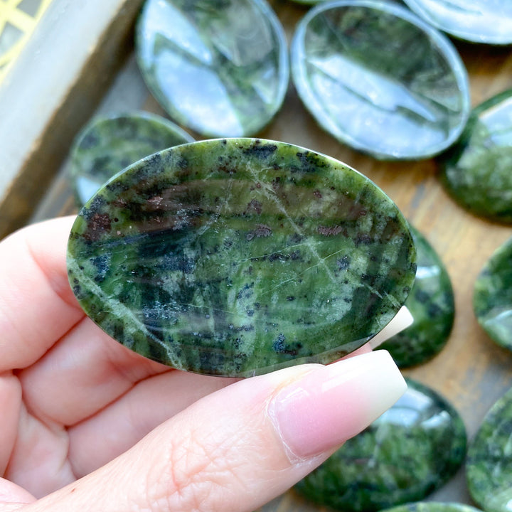 Shiny, Dark, Large Serpentine Worry Stone