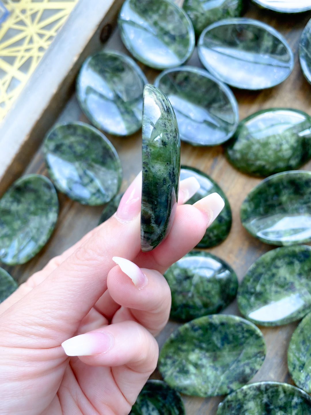 Shiny, Dark, Large Serpentine Worry Stone