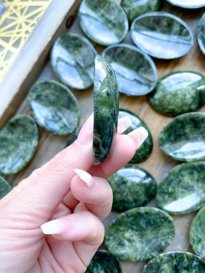Shiny, Dark, Large Serpentine Worry Stone
