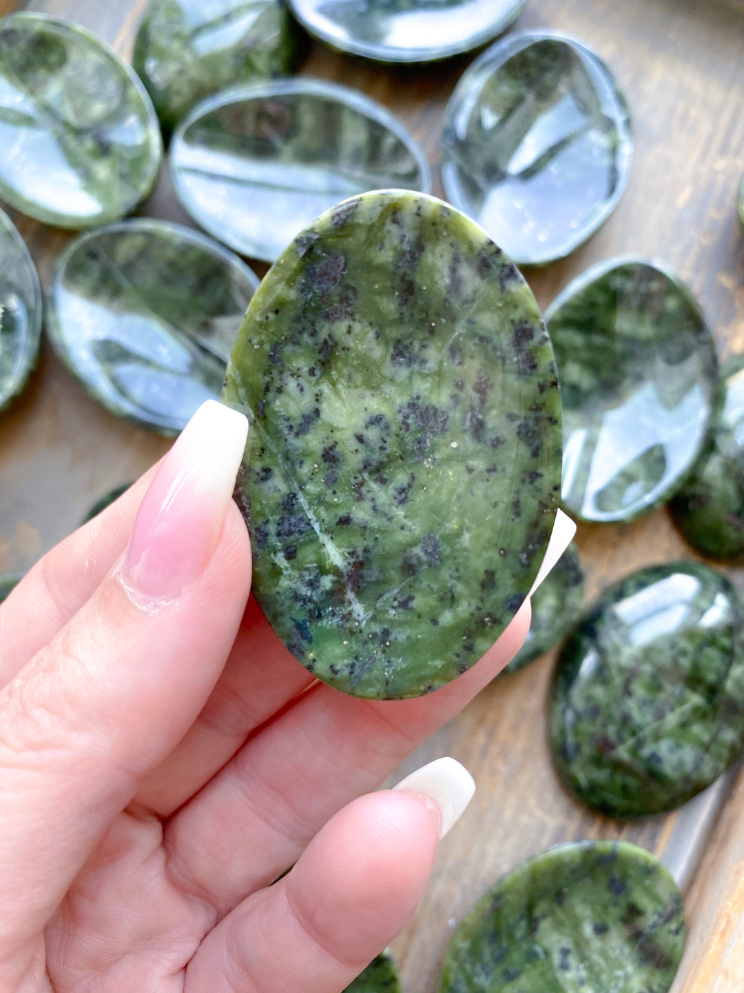 Shiny, Dark, Large Serpentine Worry Stone