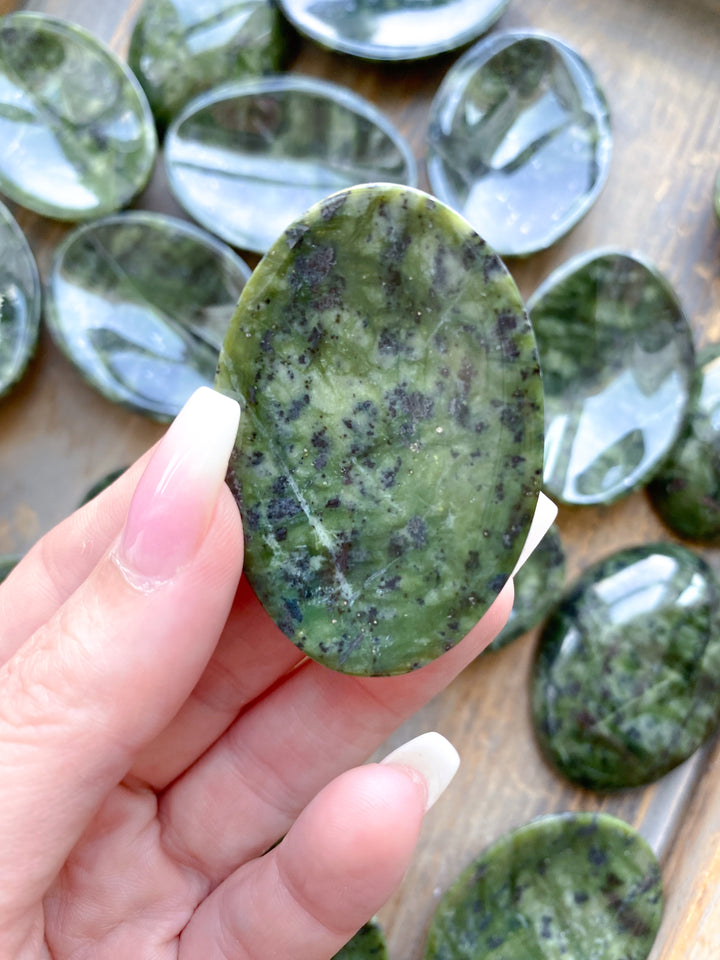 Shiny, Dark, Large Serpentine Worry Stone