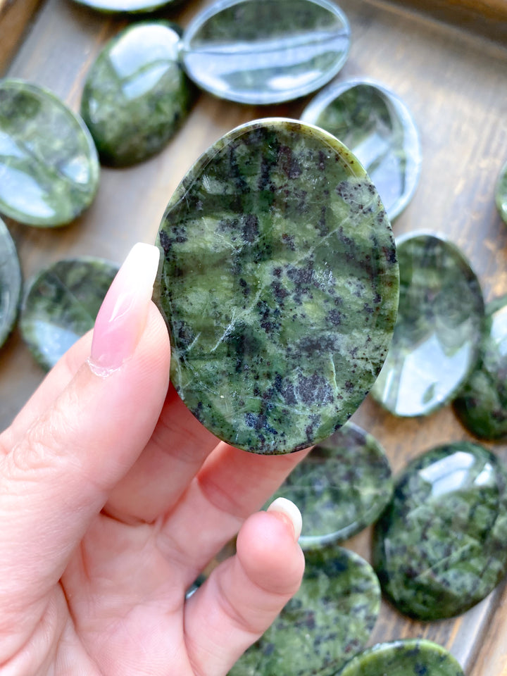 Shiny, Dark, Large Serpentine Worry Stone