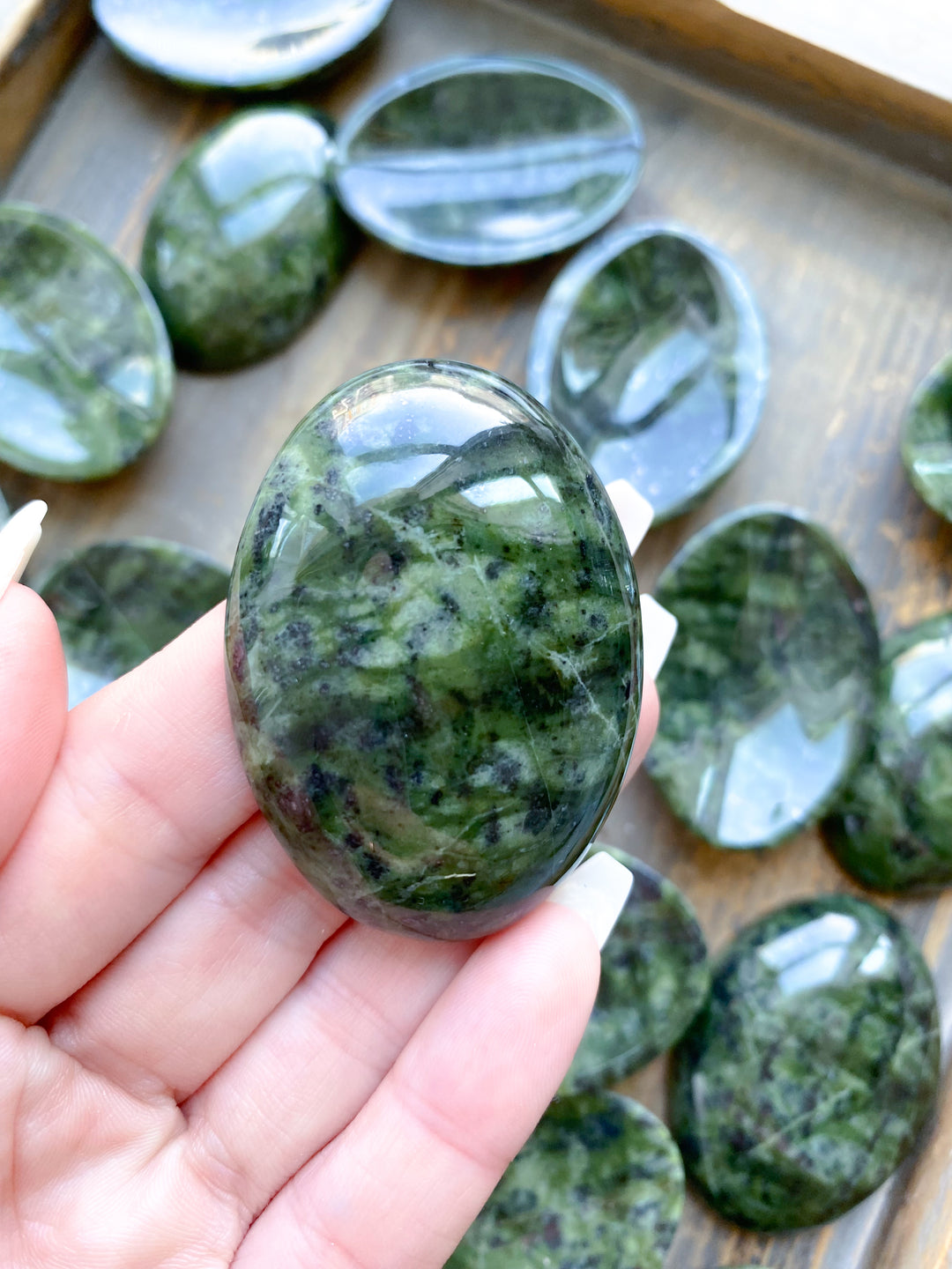 Shiny, Dark, Large Serpentine Worry Stone