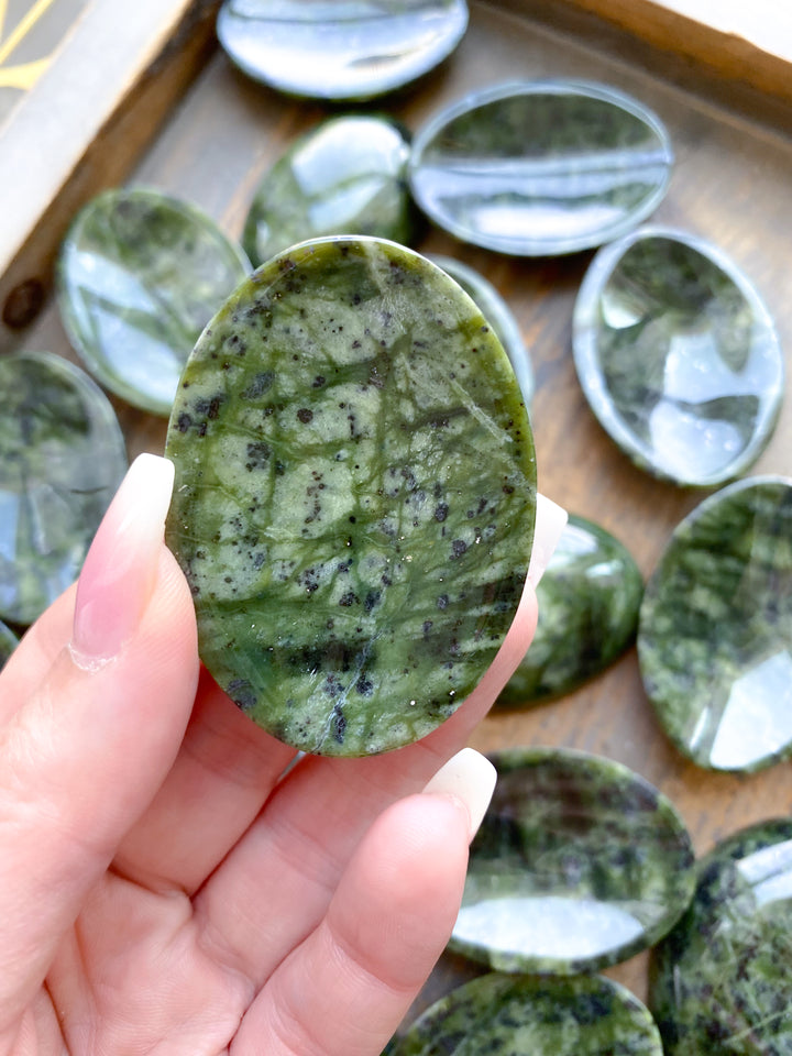 Shiny, Dark, Large Serpentine Worry Stone
