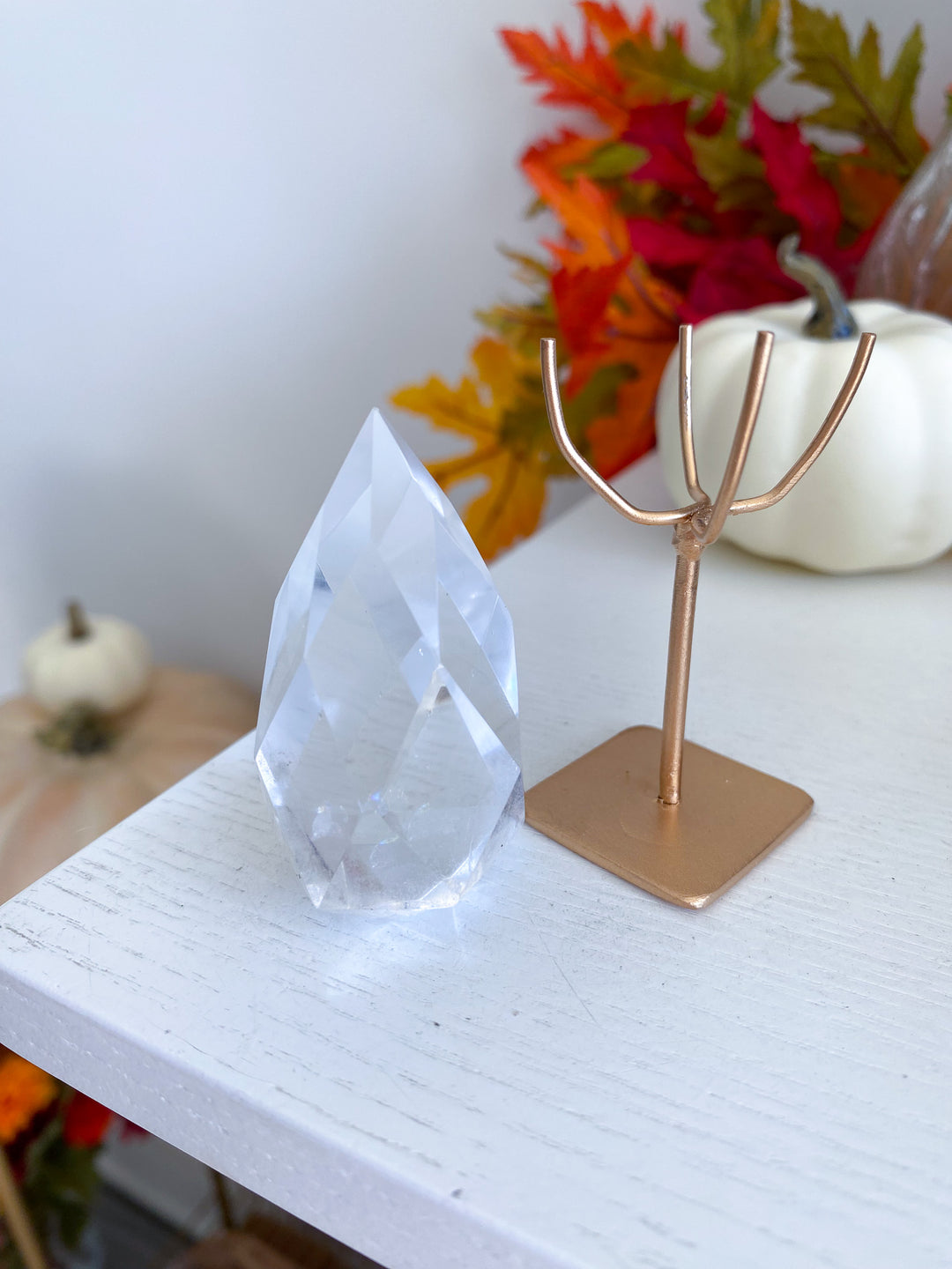 Faceted Clear Quartz Teardrop on Stand 