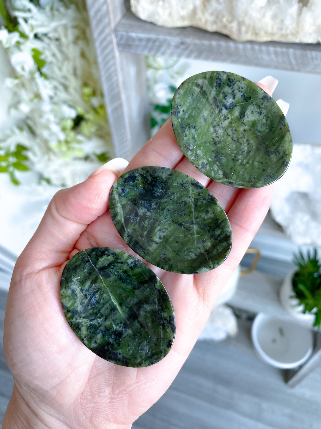 Shiny, Dark, Large Serpentine Worry Stone
