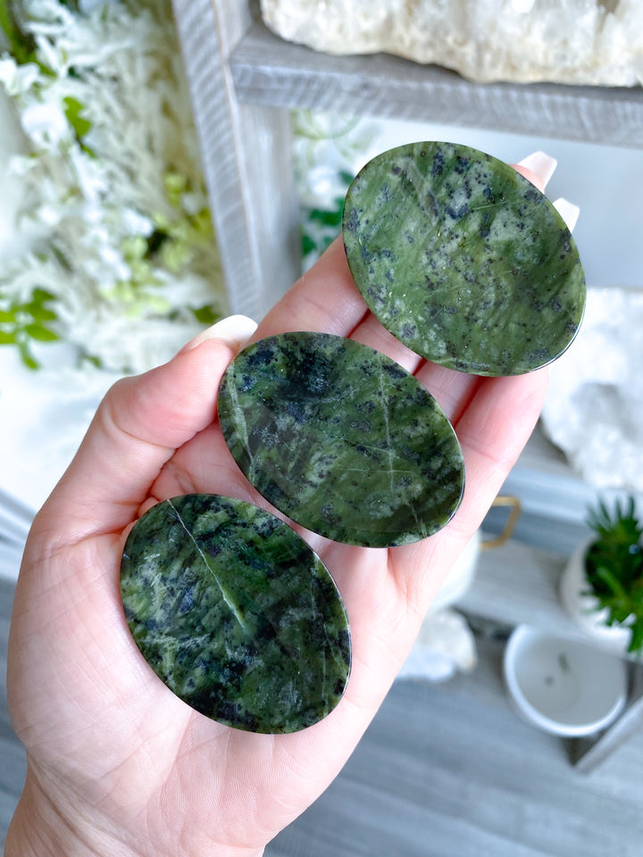 Shiny, Dark, Large Serpentine Worry Stone