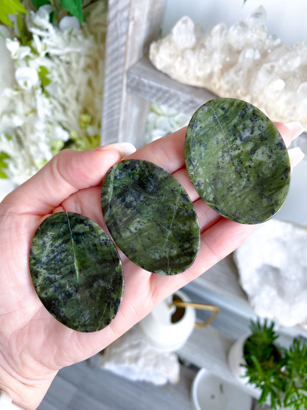 Shiny, Dark, Large Serpentine Worry Stone