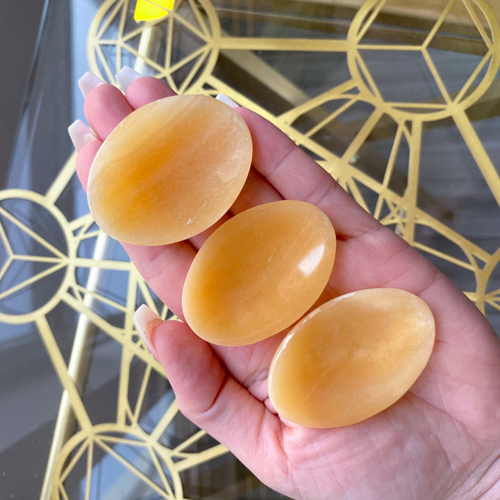 Shiny, Sherbert Orange Calcite Worry Stone