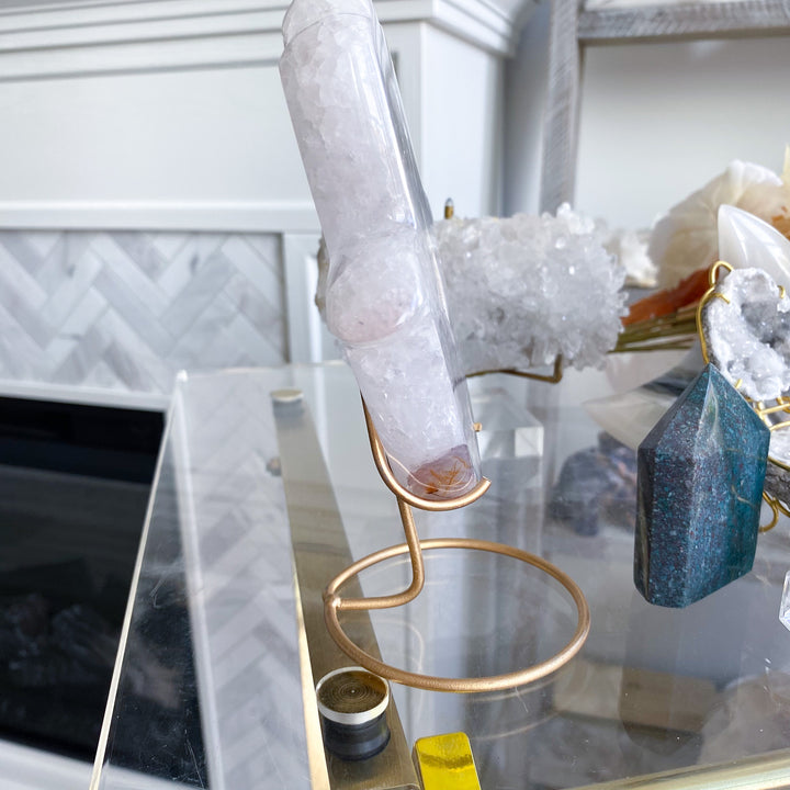 White Agate Hamsa on Stand 