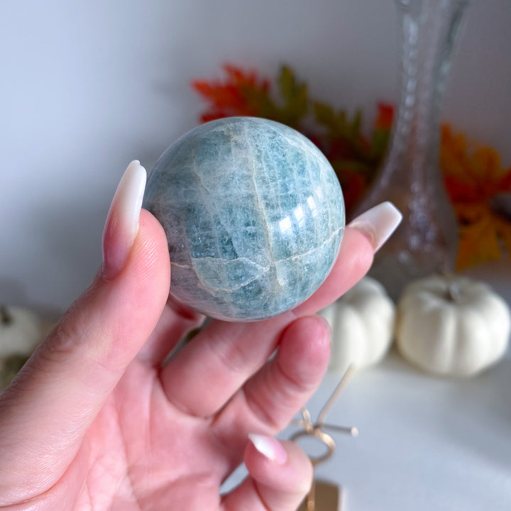 Aquamarine Sphere on Stand 