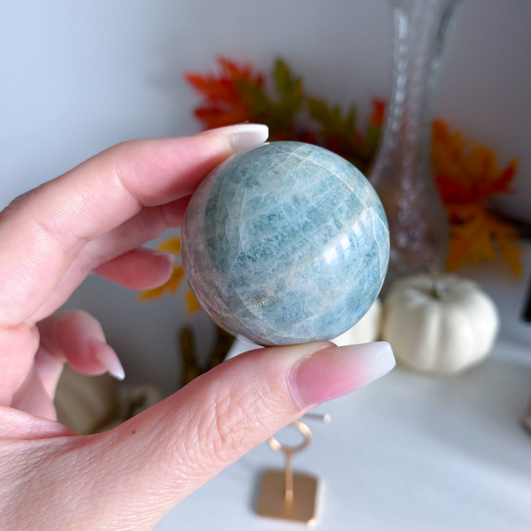 Aquamarine Sphere on Stand 