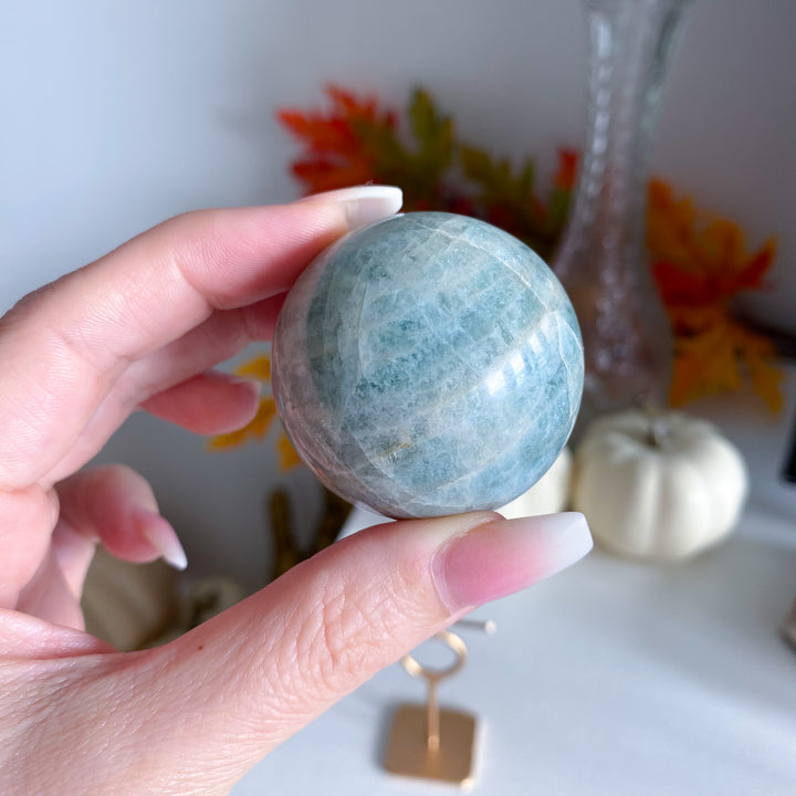 Aquamarine Sphere on Stand 