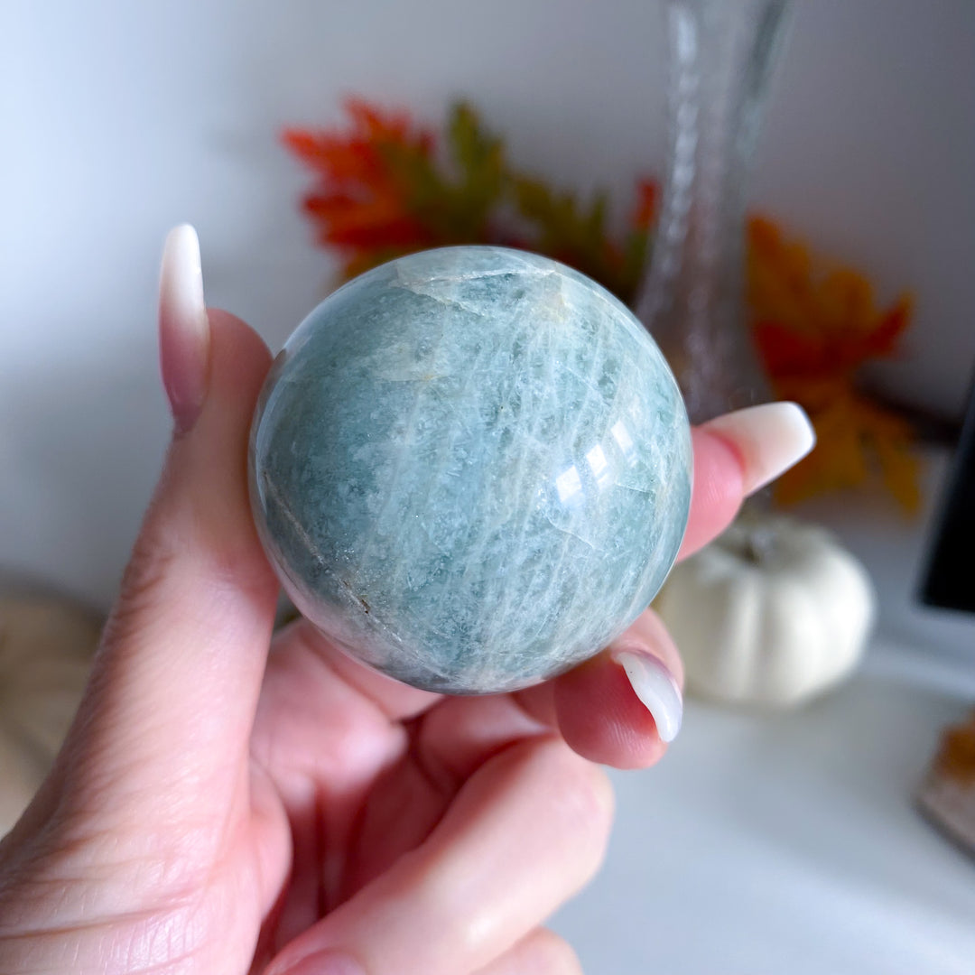Aquamarine Sphere on Stand 