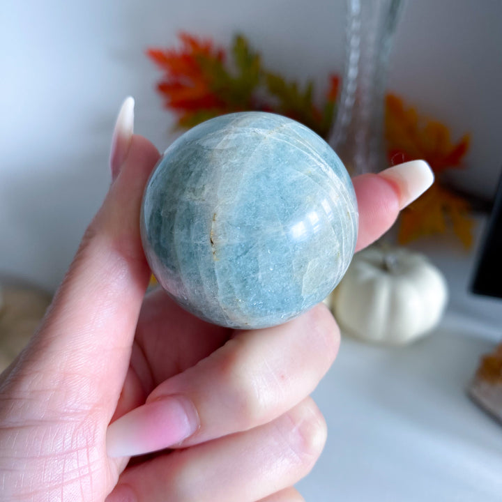 Aquamarine Sphere on Stand 