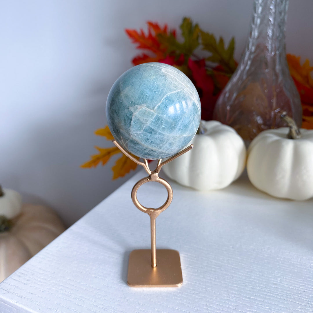 Aquamarine Sphere on Stand 