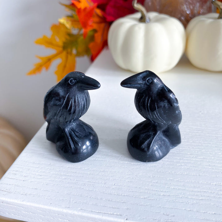 Black Obsidian Raven Carving