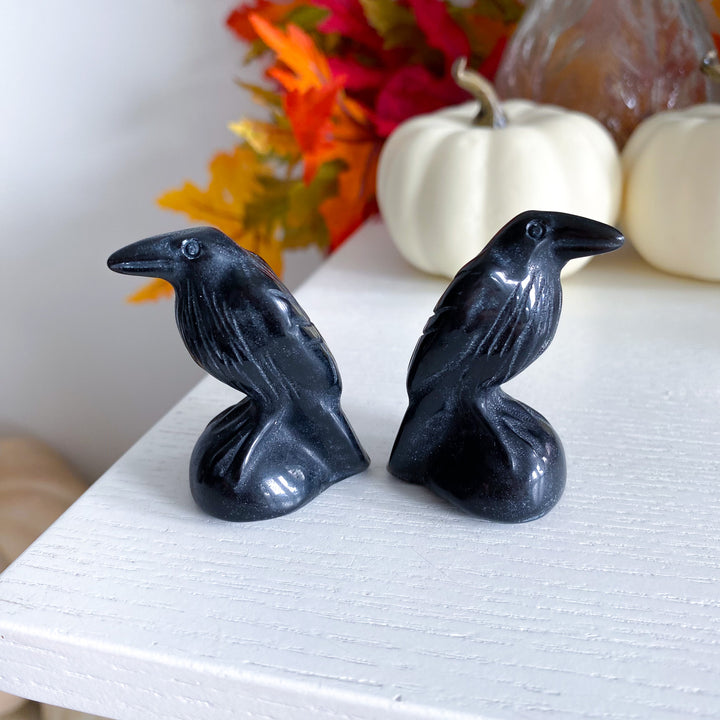 Black Obsidian Raven Carving