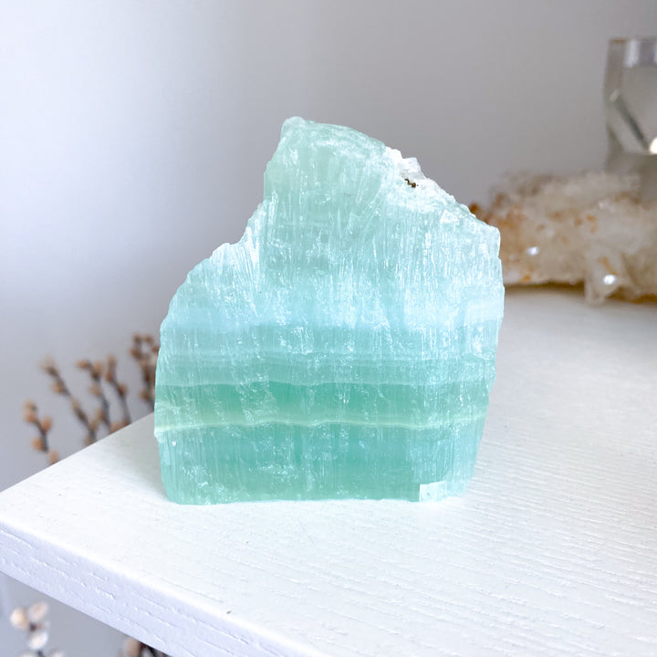 Large, Gorgeous Pistachio Calcite Raw Chunk #2, 1lb