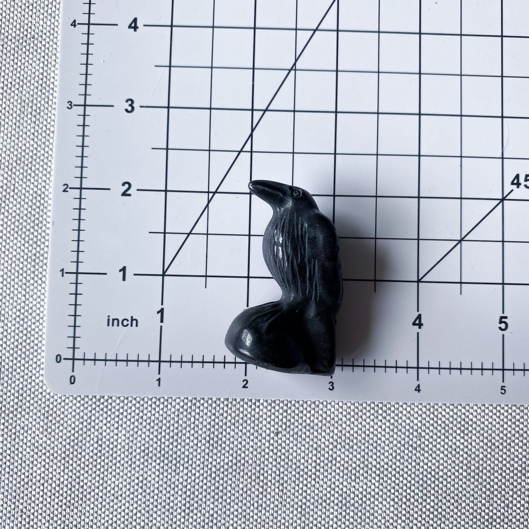 Black Obsidian Raven Carving