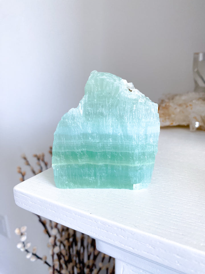 Large, Gorgeous Pistachio Calcite Raw Chunk #2, 1lb
