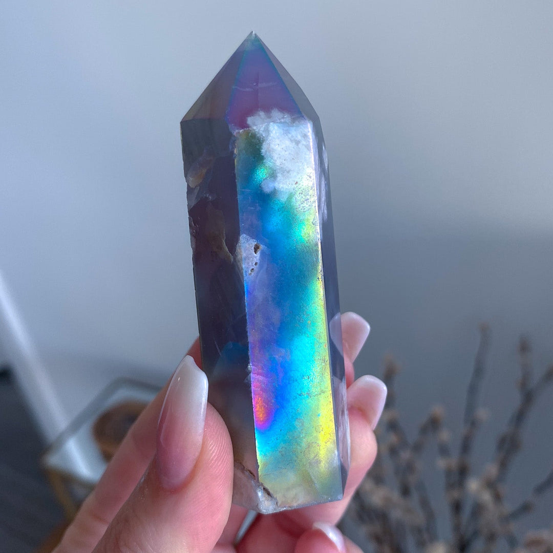 Imperfect Aura Flower Agate Tower 