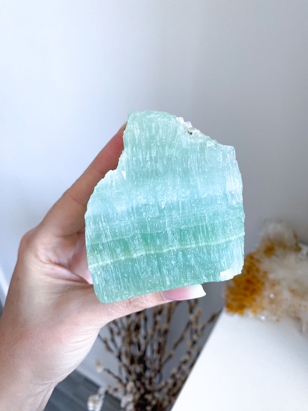 Large, Gorgeous Pistachio Calcite Raw Chunk #2, 1lb