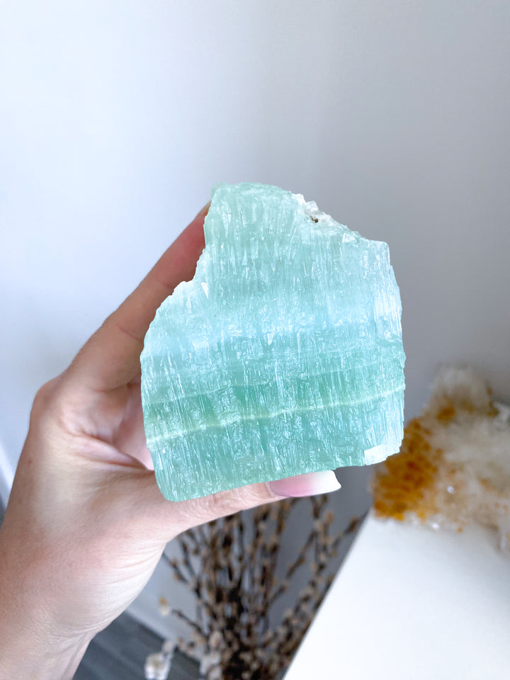 Large, Gorgeous Pistachio Calcite Raw Chunk #2, 1lb