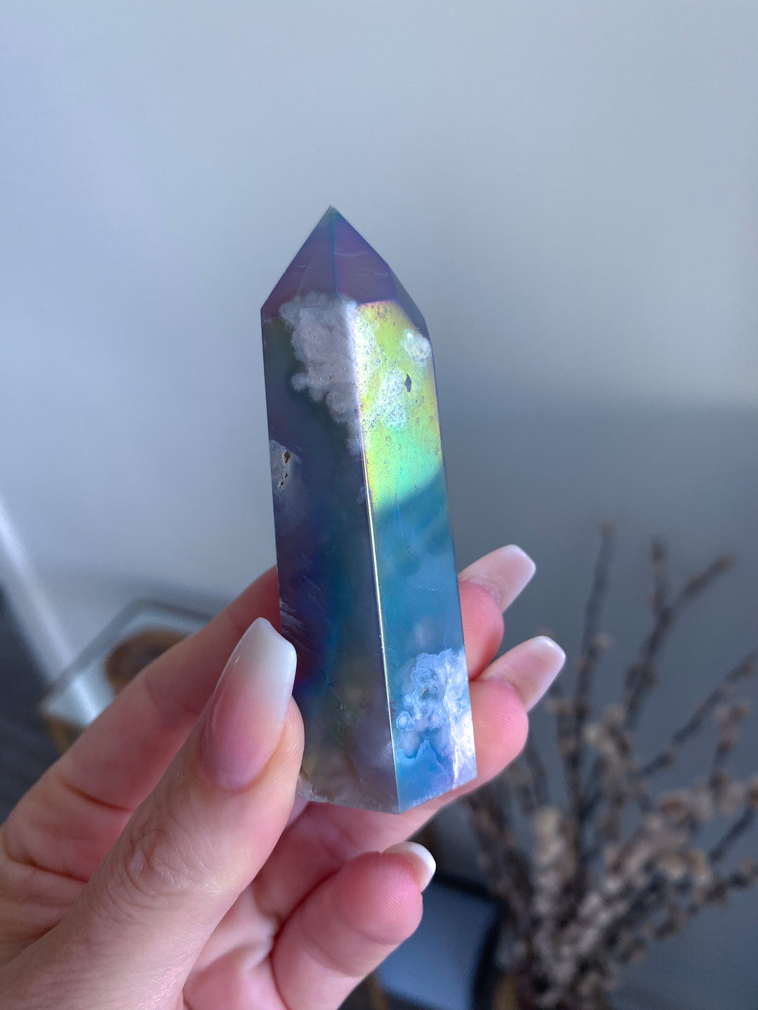 Imperfect Aura Flower Agate Tower 