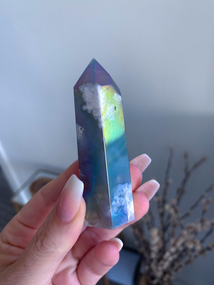 Imperfect Aura Flower Agate Tower 