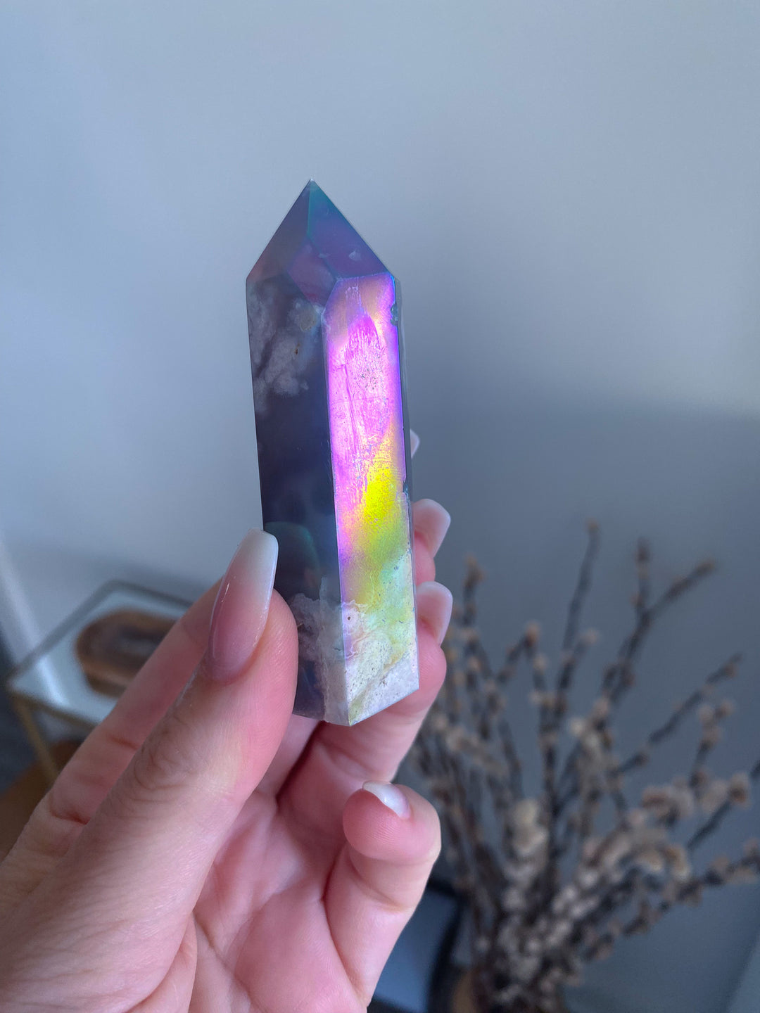 Imperfect Aura Flower Agate Tower 