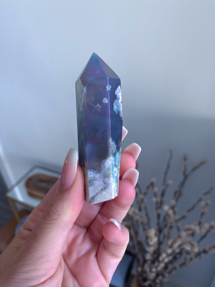 Imperfect Aura Flower Agate Tower 