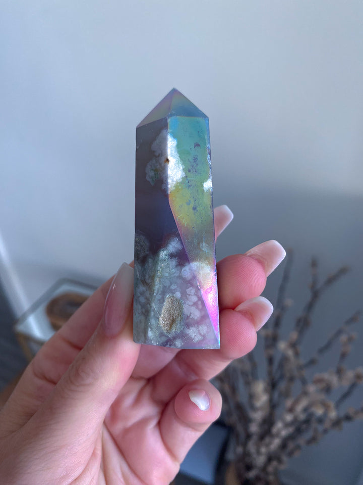 Imperfect Aura Flower Agate Tower 