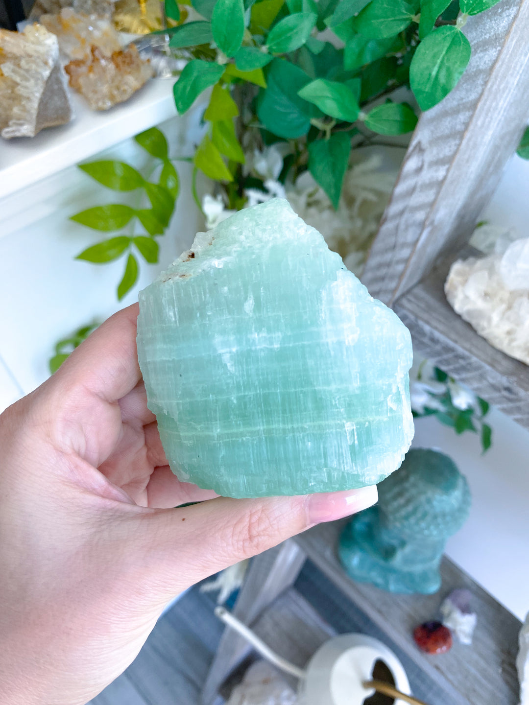 Large, Gorgeous Pistachio Calcite Raw Chunk #2, 1lb