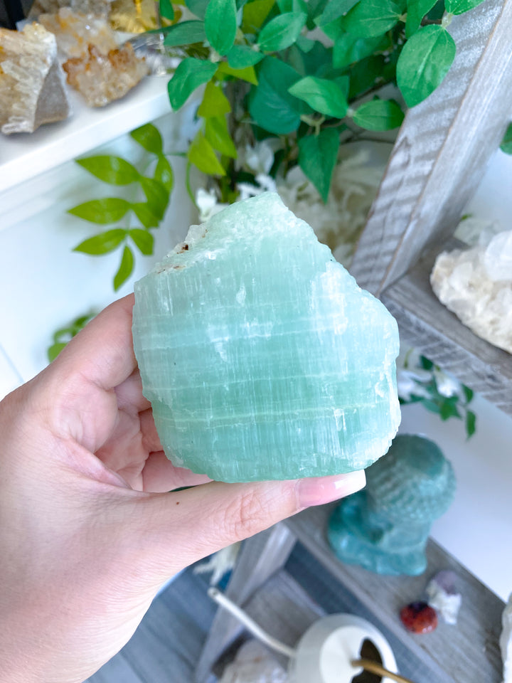 Large, Gorgeous Pistachio Calcite Raw Chunk #2, 1lb