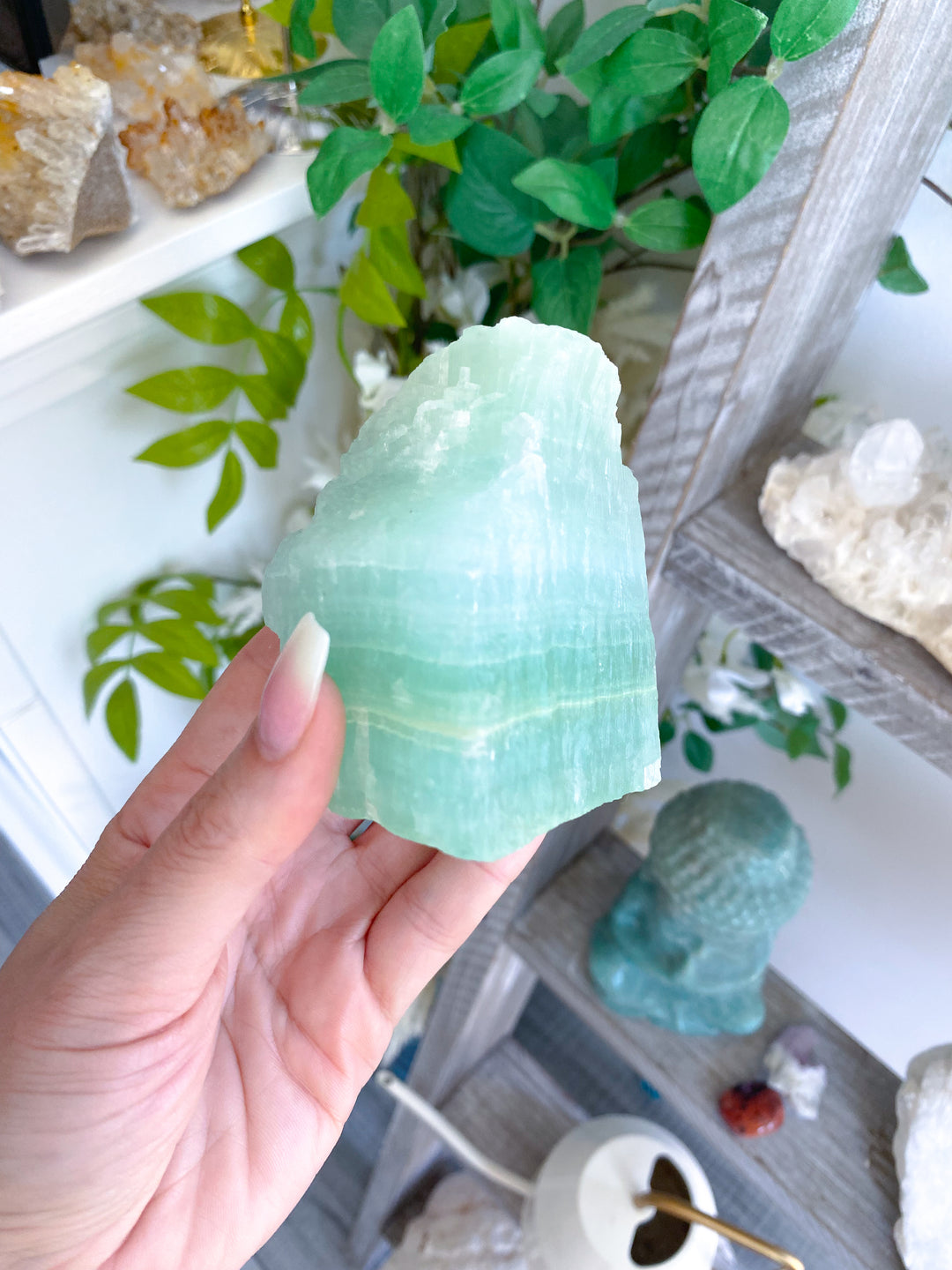 Large, Gorgeous Pistachio Calcite Raw Chunk #2, 1lb