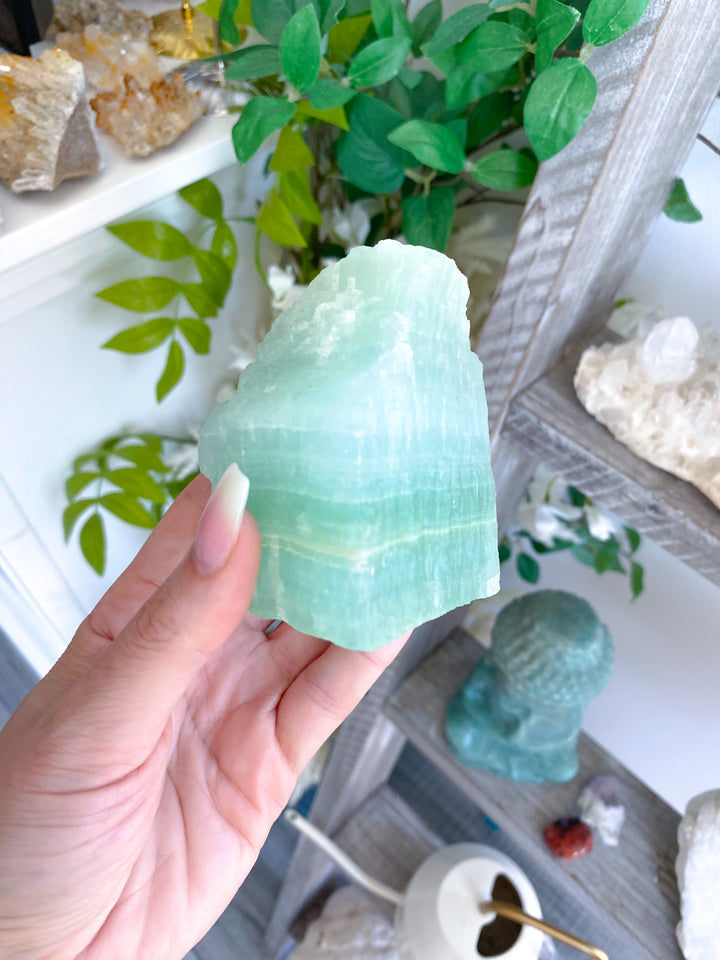 Large, Gorgeous Pistachio Calcite Raw Chunk #2, 1lb