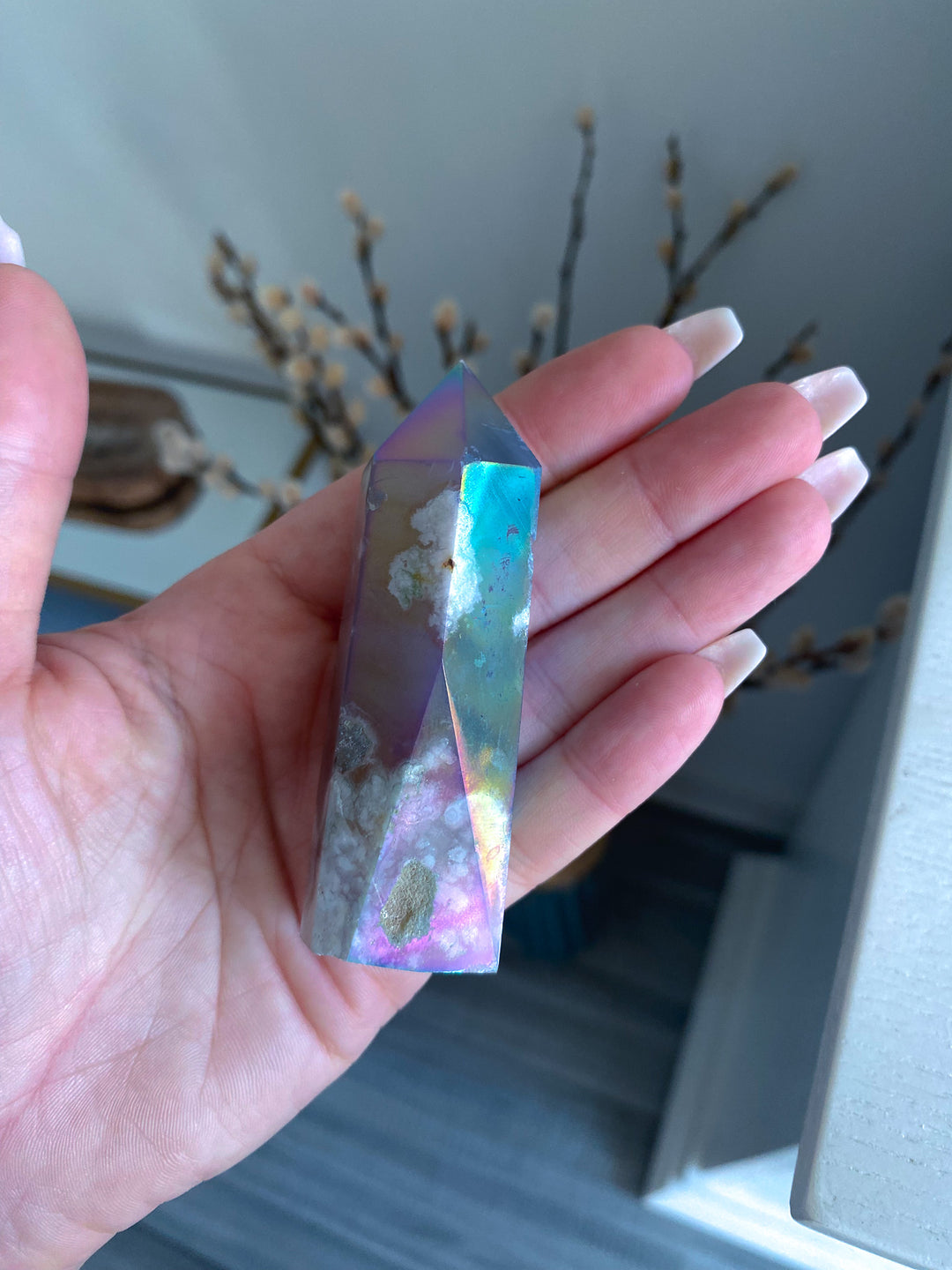 Imperfect Aura Flower Agate Tower 
