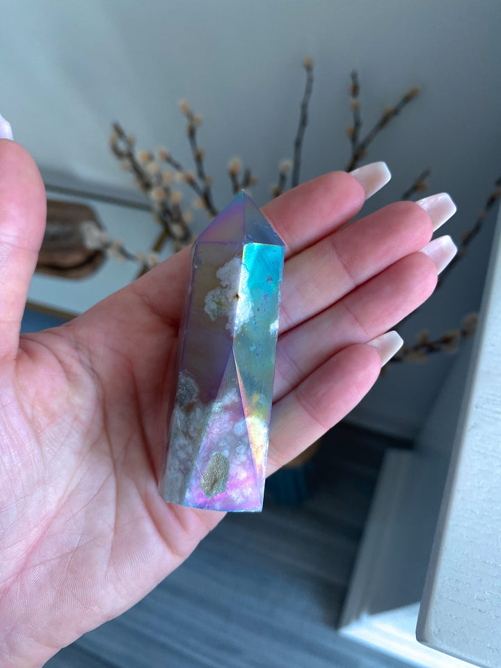 Imperfect Aura Flower Agate Tower 