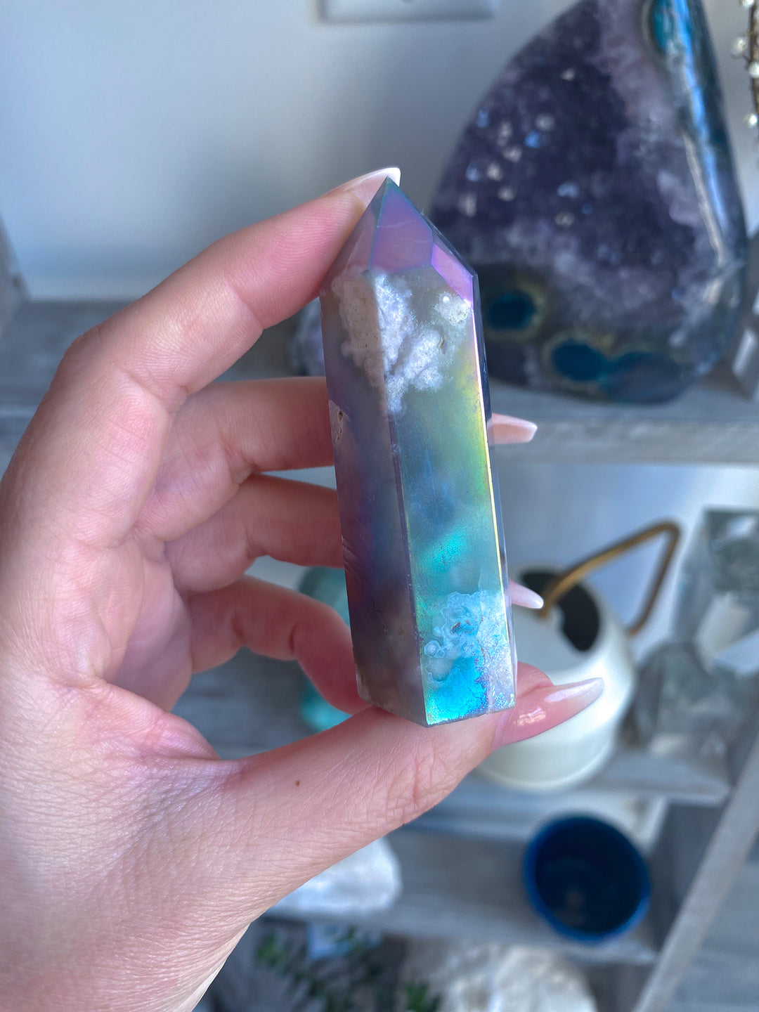 Imperfect Aura Flower Agate Tower 