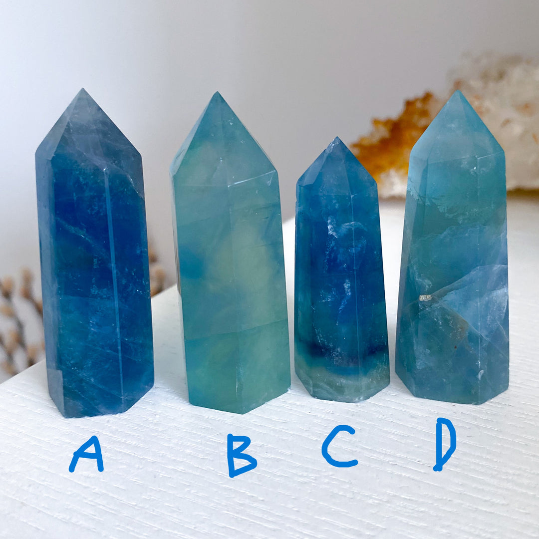 Green-Blue Rainbow Fluorite Tower