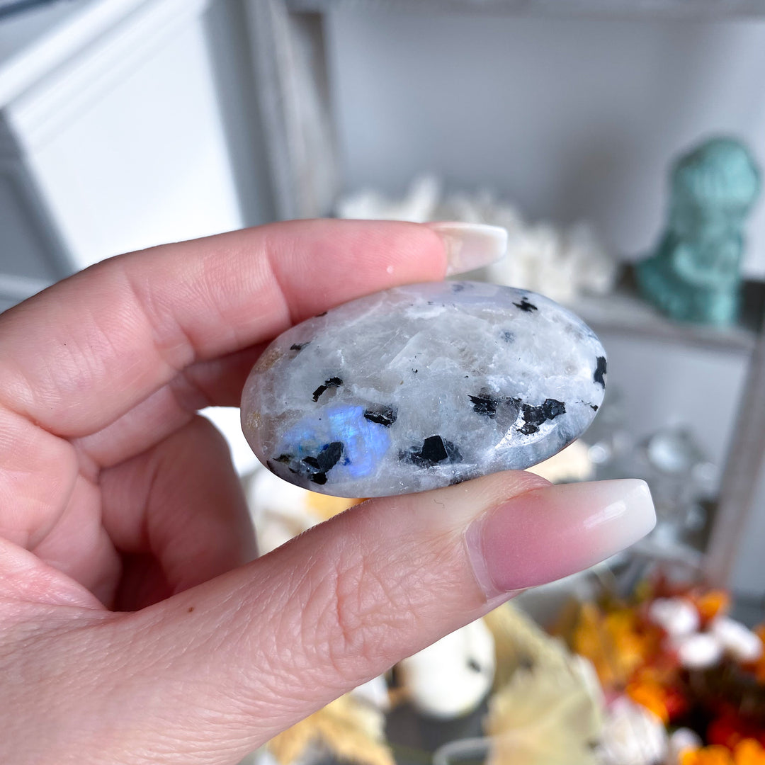 Extra Small Rainbow Moonstone Palm Stone